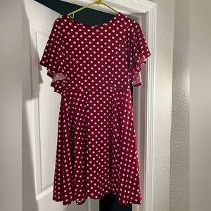 A-line red and white polka dot dress. Size XL.